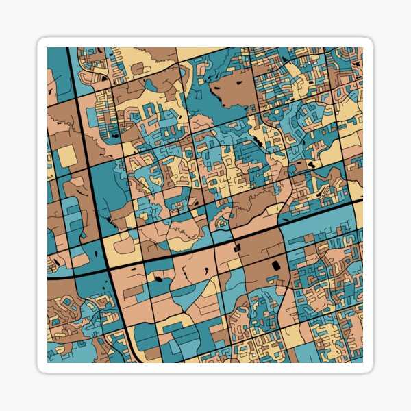 Item preview, Markham Map Pattern in Mid Century Pastel designed and sold by PatternMaps.