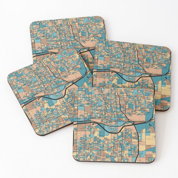 Item preview, Oklahoma City Map Pattern in Mid Century Pastel designed and sold by PatternMaps.
