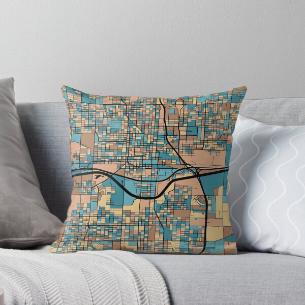 Item preview, Oklahoma City Map Pattern in Mid Century Pastel designed and sold by PatternMaps.