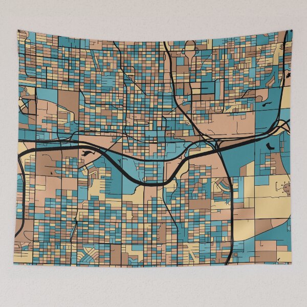 Item preview, Oklahoma City Map Pattern in Mid Century Pastel designed and sold by PatternMaps.
