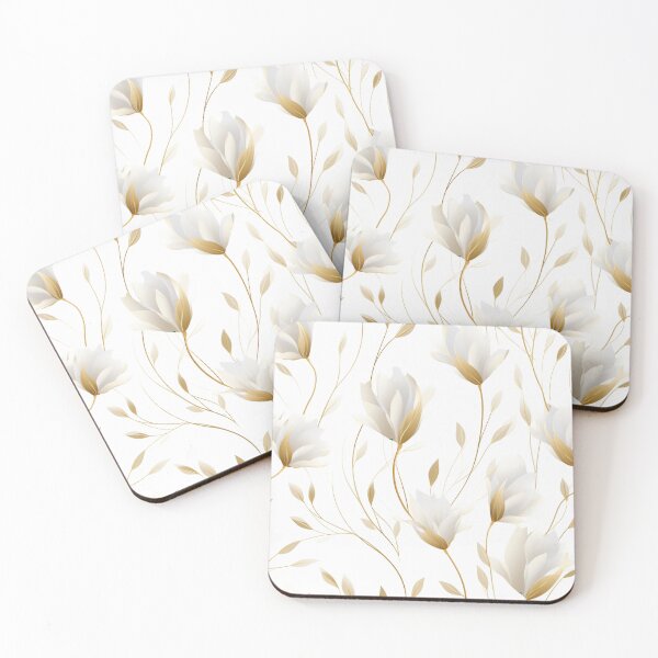 Item preview, Luxurious White & Gold Floral Design: Elegant Vines and Tulips designed and sold by PaintbrushPlace.