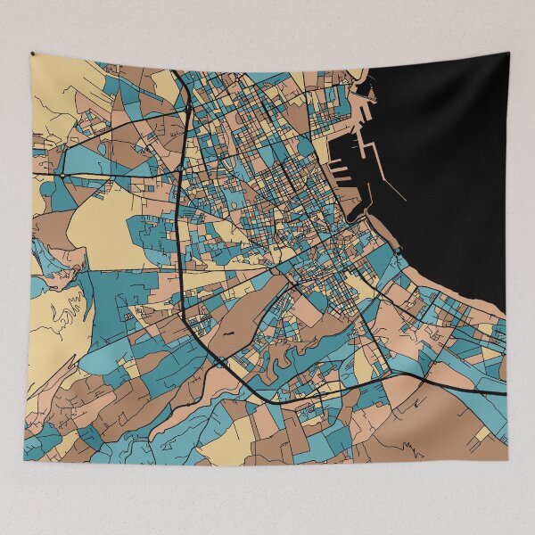 Item preview, Palermo Map Pattern in Mid Century Pastel designed and sold by PatternMaps.