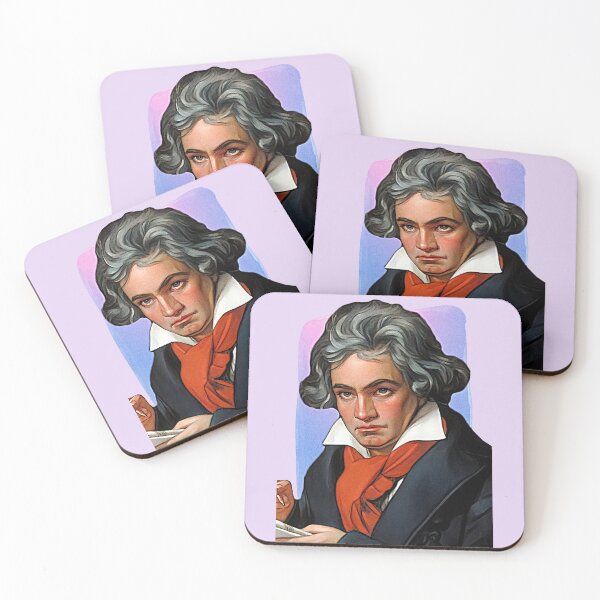 Item preview, German Composer Ludwig van Beethoven - purple pink - illustration  designed and sold by Litstoy.