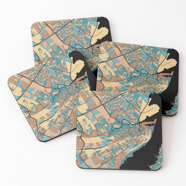 Item preview, Quebec City Map Pattern in Mid Century Pastel designed and sold by PatternMaps.