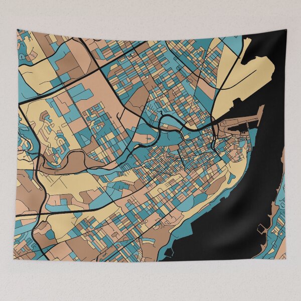 Item preview, Quebec City Map Pattern in Mid Century Pastel designed and sold by PatternMaps.