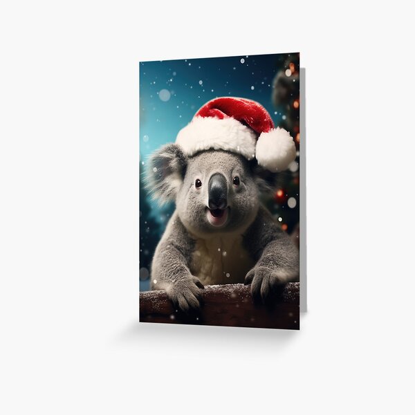 Item preview, Happy Koala with Santa Hat designed and sold by OddCorro.