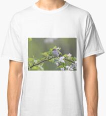 Chipping Sparrow perched on branch with blossoms Classic T-Shirt