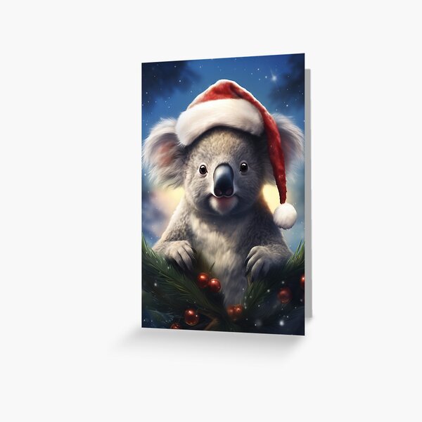 Item preview, Happy Young Koala with Santa Hat designed and sold by OddCorro.