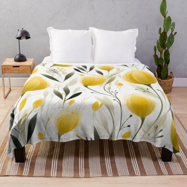 Item preview, Botanical Elegance: White & Yellow Pattern with Vines and Tulips designed and sold by PaintbrushPlace.