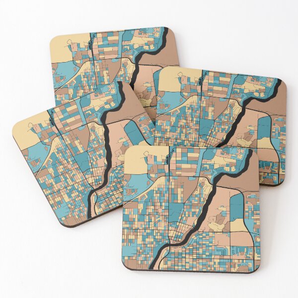 Item preview, Saskatoon Map Pattern in Mid Century Pastel designed and sold by PatternMaps.