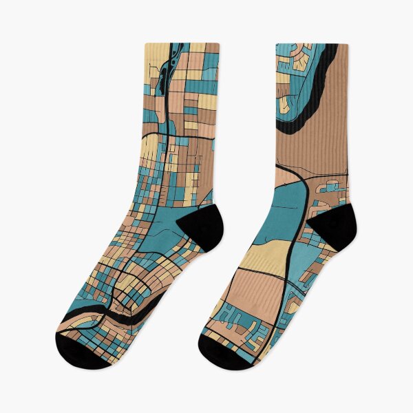 Item preview, Saskatoon Map Pattern in Mid Century Pastel designed and sold by PatternMaps.