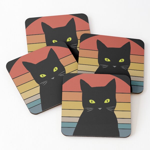 Item preview, Black Cat In Front of Vintage sunset designed and sold by Midnight Sky Sundry.