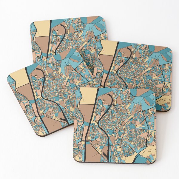 Item preview, Seville Map Pattern in Mid Century Pastel designed and sold by PatternMaps.