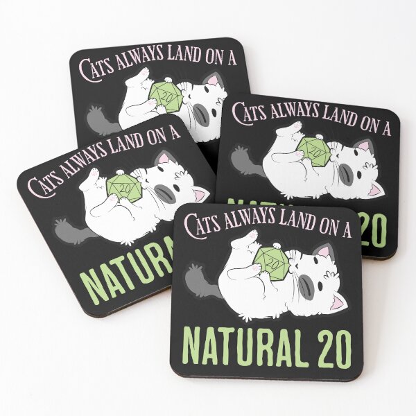 Item preview, Cat always land on a Natural 20 - RPG d20 dice gift designed and sold by Zanda-Nerd-Shop.