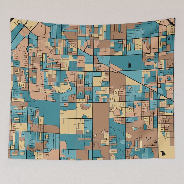 Item preview, Surrey Map Pattern in Mid Century Pastel designed and sold by PatternMaps.