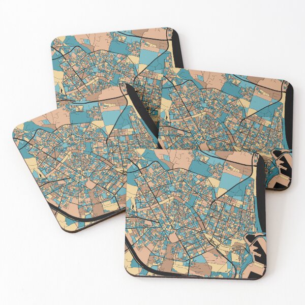 Item preview, Valencia Map Pattern in Mid Century Pastel designed and sold by PatternMaps.