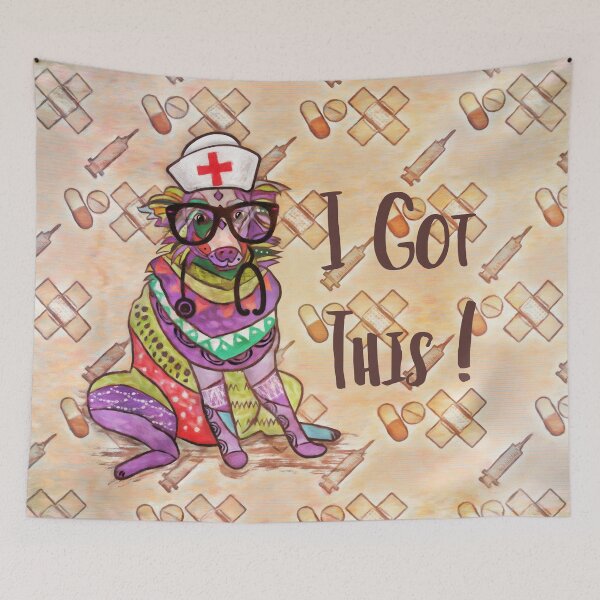 Item preview, Vintage Australian Shepherd Nurse Dog Throw Pillow designed and sold by sunnthreads.