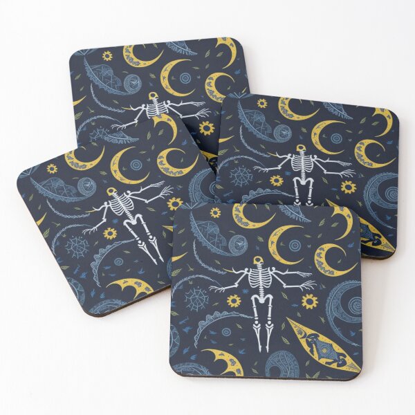 Item preview, Dancing Skeletons and Crescent Moons Halloween Flag designed and sold by FemmeFlair.