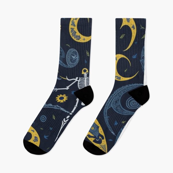 Item preview, Dancing Skeletons and Crescent Moons Halloween Flag designed and sold by FemmeFlair.