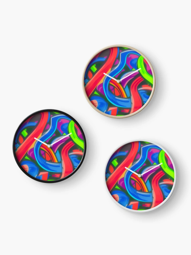 Thumbnail 3 of 4, Clock, Abstract Colorful Ribbon Pattern designed and sold by calibrit.