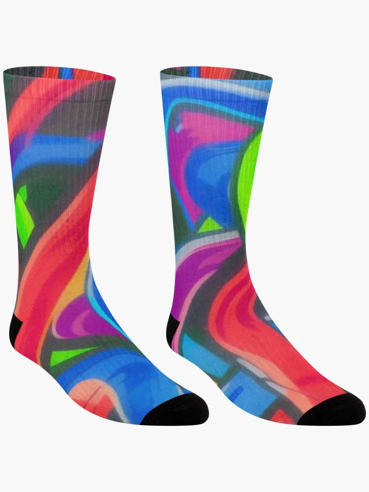 Thumbnail 3 of 5, Socks, Abstract Colorful Ribbon Pattern designed and sold by calibrit.