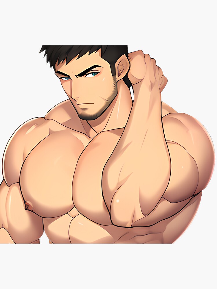 Muscular Anime Guy Sticker for Sale by baraclub