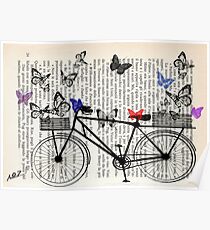 Bicycle and butterflies Poster