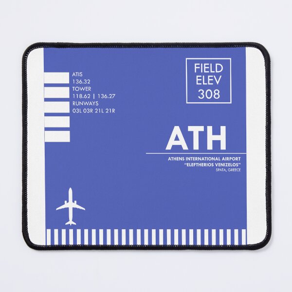 Item preview, ATH Athens (Blue) Airport Code Art designed and sold by vipultelang.