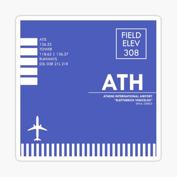 ATH Athens (Blue) Airport Code Art Sticker