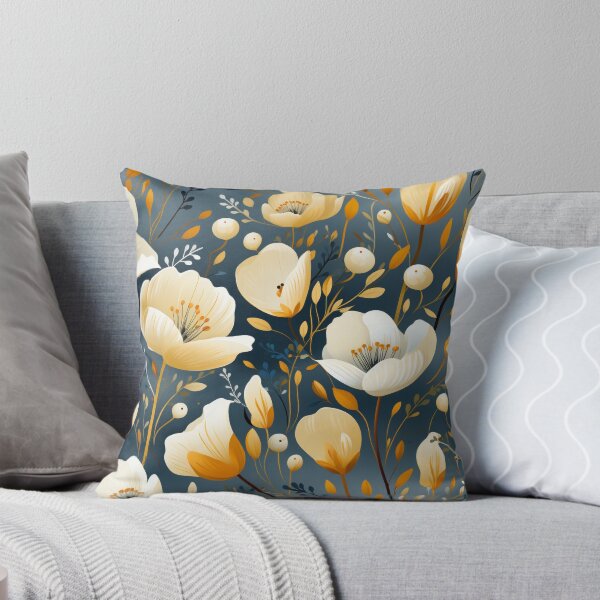 Item preview, White & Yellow Botanical Elegance: Flowing Vines and Tulips designed and sold by PaintbrushPlace.