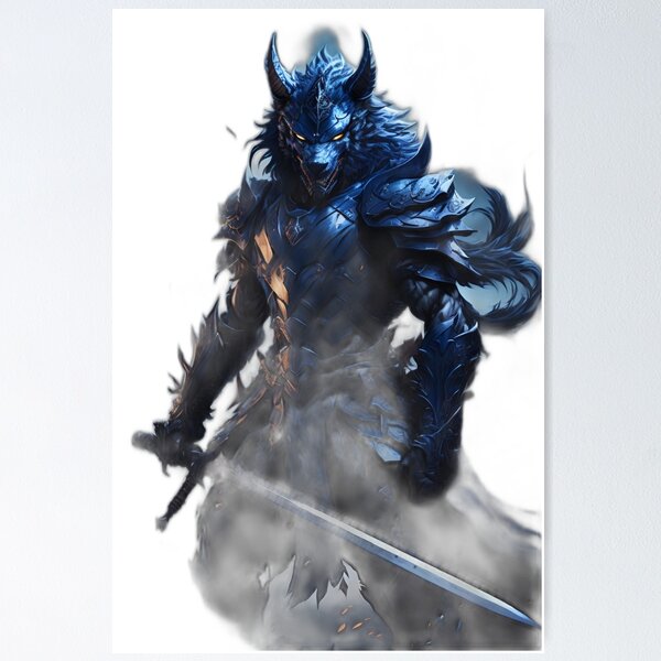Item preview, Yokai Samurai: Japanese-Style Dark Wolf Demon Art designed and sold by DreamLoreArt.