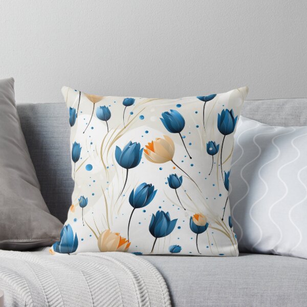 Item preview, Elegant Botanical Design in White & Blue: Flowing Vines and Tulips designed and sold by PaintbrushPlace.