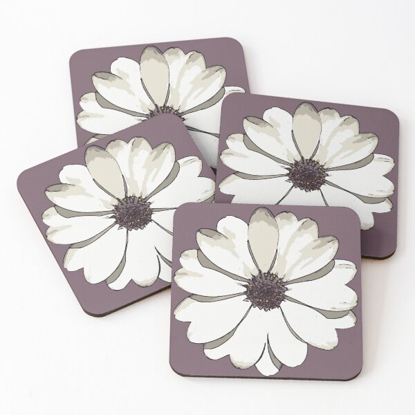 Item preview, Minimalistic White African Daisy Black Outline Art designed and sold by taiche.