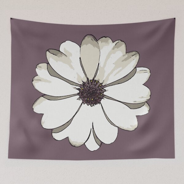 Item preview, Minimalistic White African Daisy Black Outline Art designed and sold by taiche.