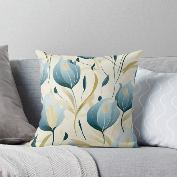Item preview, Botanical Elegance in White & Blue: Flowing Vines and Tulips designed and sold by PaintbrushPlace.