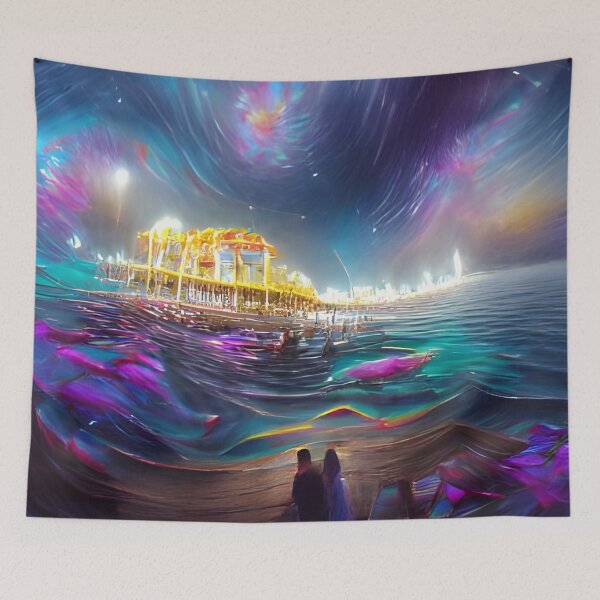 Item preview, Cosmic Santa Monica Pier AI created Digital Art designed and sold by stine1.