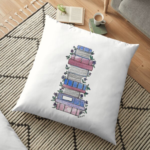 Flowery Books Floor Pillow