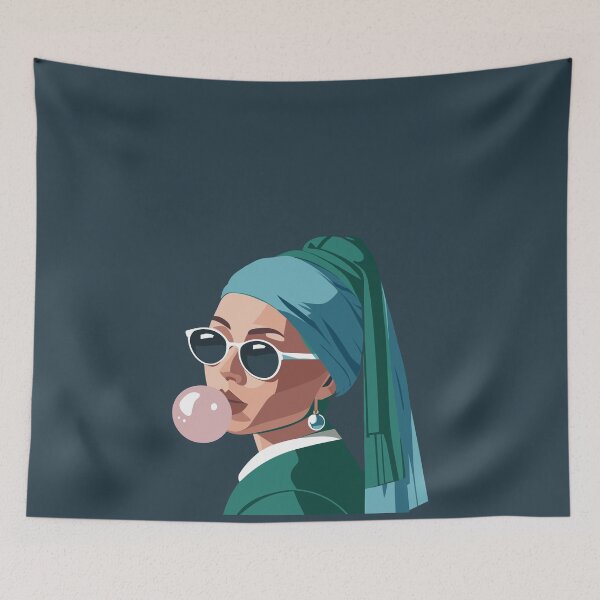 Item preview, Bubblegum Chic: The Vermeer Vibe - Girl with pearl earring remake designed and sold by EmeraldeaArt.