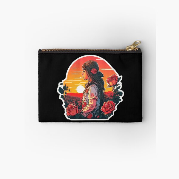 Item preview, Girl Watching Retro Sunset over Roses Field designed and sold by Ridiculam Toga.