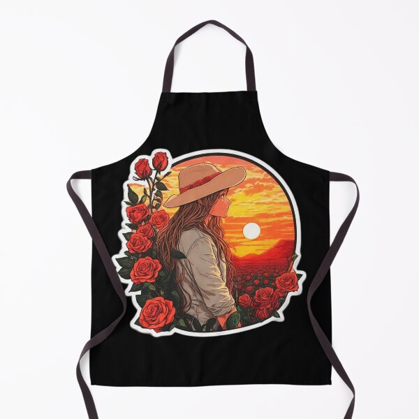 Item preview, Girl With Hat Watching Sunset over Roses Field designed and sold by Ridiculam Toga.