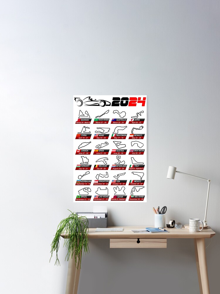 Calendrier des voitures de course de Formule 2024 circuits nommés | Poster