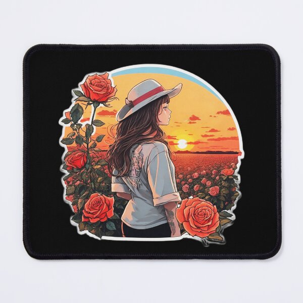 Item preview,  Tattooed Girl With Hat Watching Sunset over Roses Field designed and sold by Ridiculam Toga.