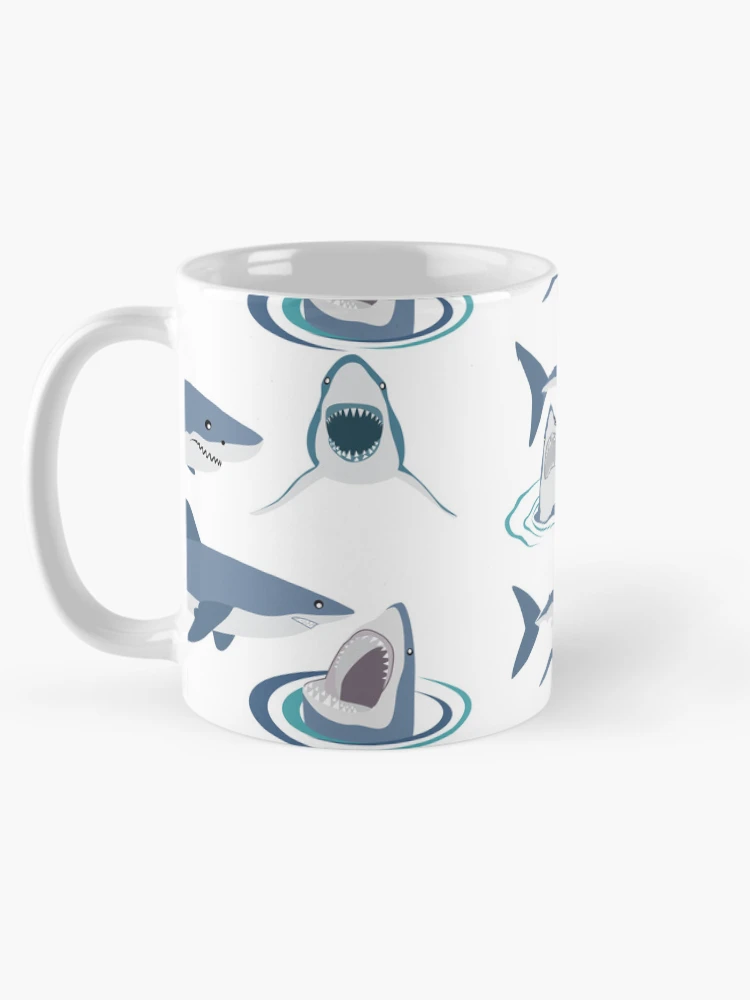 Thumbnail 5 of 6, Coffee Mug, Sharks Pattern Sticker Set - Redbubble Sticker designed and sold by bluehatgraphics.