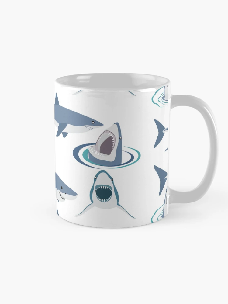 Thumbnail 3 of 6, Coffee Mug, Sharks Pattern Sticker Set - Redbubble Sticker designed and sold by bluehatgraphics.