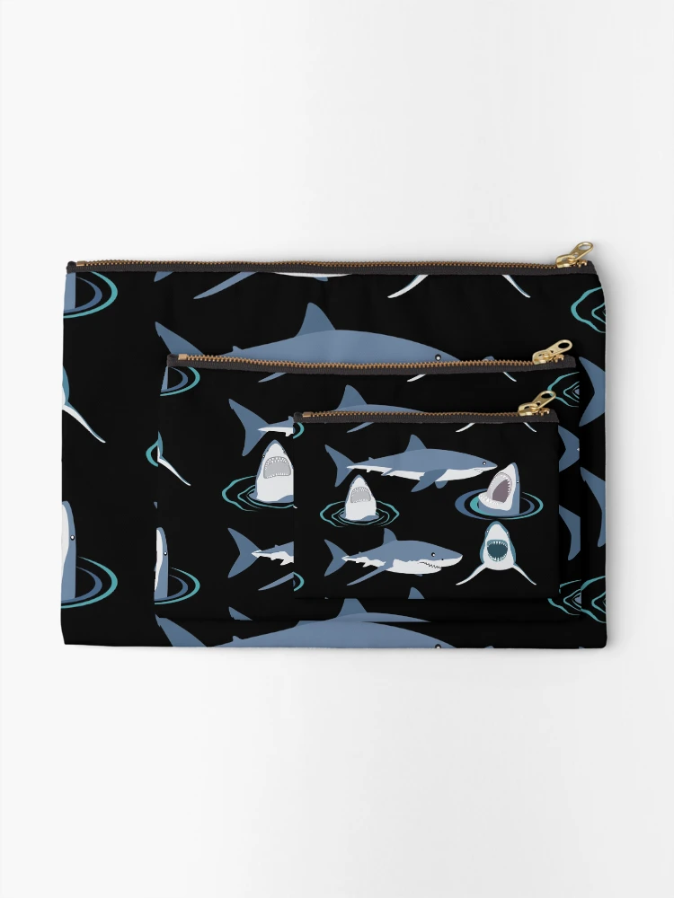 Thumbnail 2 of 4, Zipper Pouch, Sharks Pattern Sticker Set - Redbubble Sticker designed and sold by bluehatgraphics.