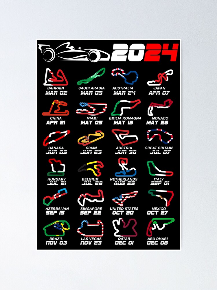 Calendrier de Formule F1 2024 avec des images de voiture de course d'art,  calendrier de bureau de voiture de course, 100% nouveau