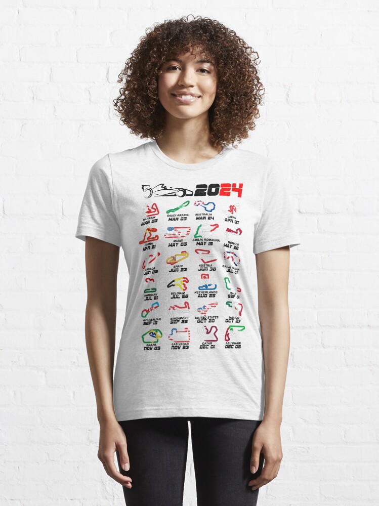 Poster for Sale avec l'œuvre « Calendrier Formule voitures de course 2024  circuits couleurs blanc » de l'artiste ideasfinder