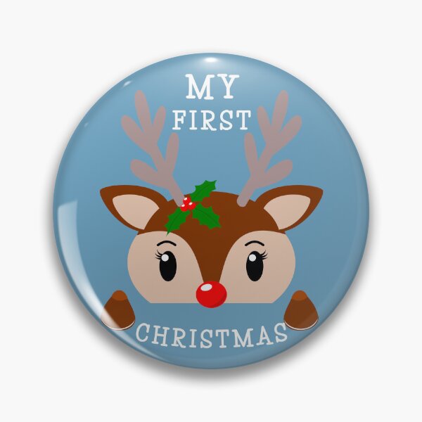 Item preview, My first christmas cute x-mas reindeer with holly and red nose like Rudolph designed and sold by Lady-Frost.
