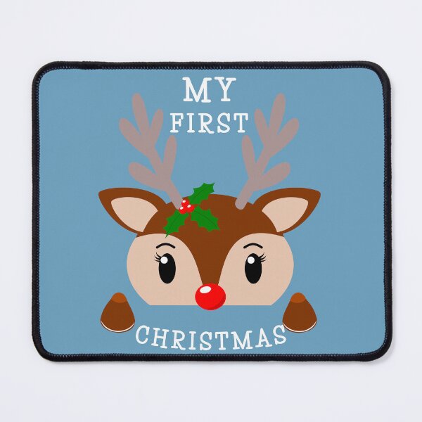 Item preview, My first christmas cute x-mas reindeer with holly and red nose like Rudolph designed and sold by Lady-Frost.
