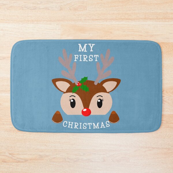 Item preview, My first christmas cute x-mas reindeer with holly and red nose like Rudolph designed and sold by Lady-Frost.